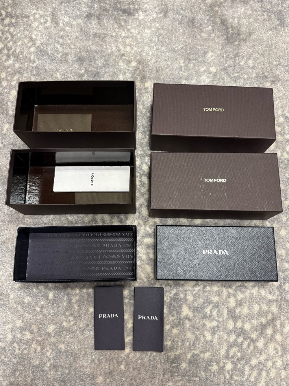 Prada and Tom Ford Eyewear Boxes (3 in total)
